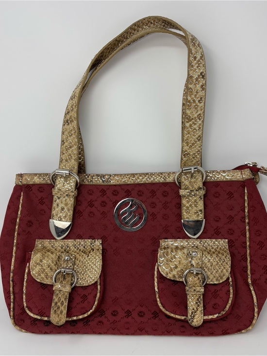 Rocawear Handbags - Vintage Y2K Rocawear Red Monogram Shoulder Bag Snakeskin Buckle Purse Handbag